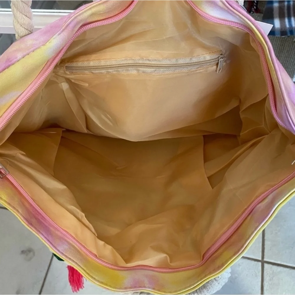 NWT Pink, Yellow And White Tie Dye Tote - Picture 5 of 5